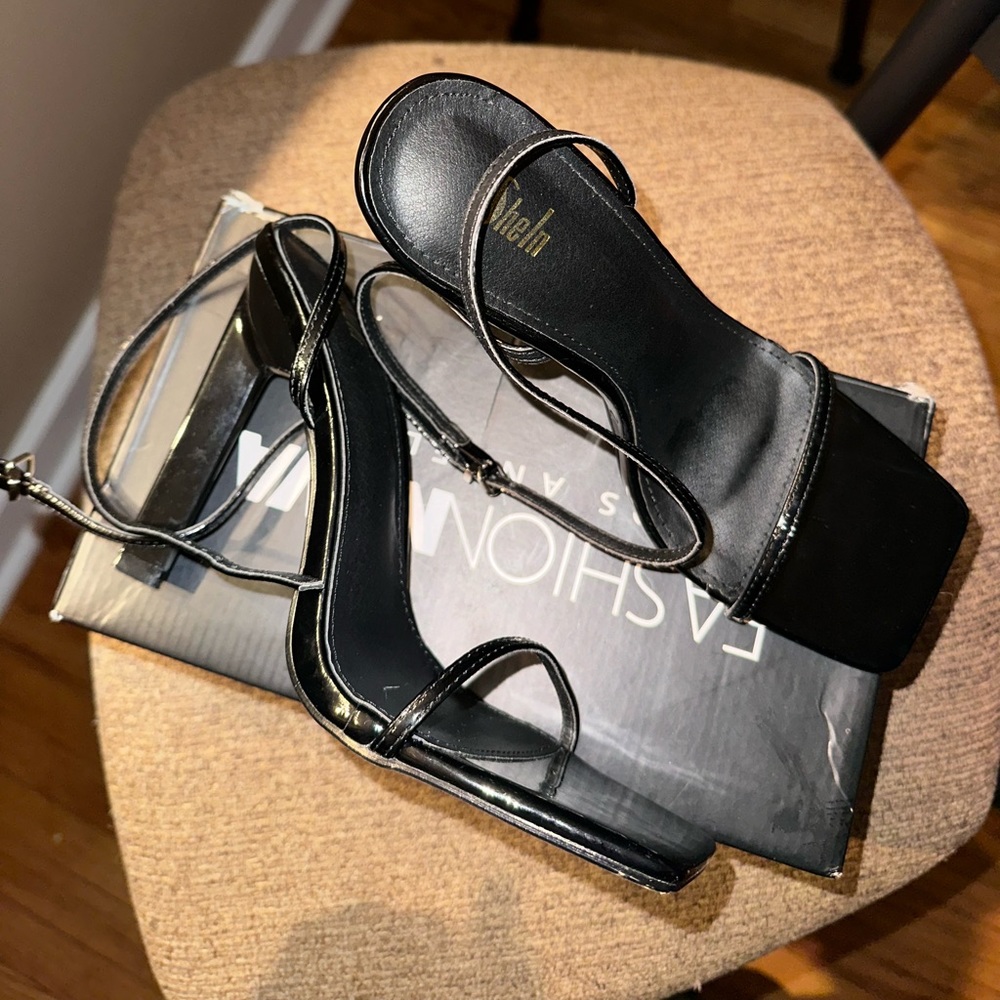 Black strappy heels